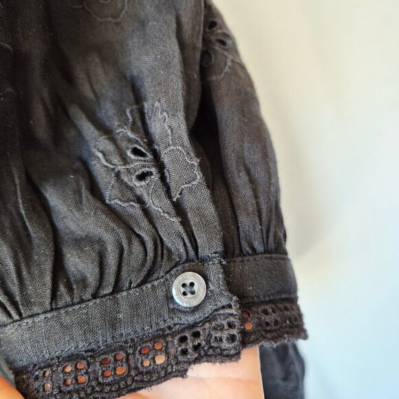 Tommy Bahama St.Lucia Black Linen-Blend Embroidered Applique V-Neck Mini Dress - Picture 9 of 16